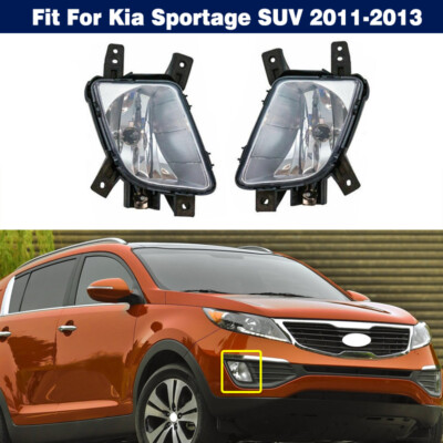 1Pair Clear Front Bumper Driving Fog Lamps Lights For Kia Sportage SUV 2011-2013