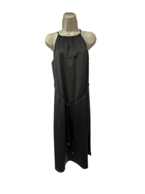 black silver sequin dress Autumn Gown - Stretch Satin Halter Fitted Dress main image 0
