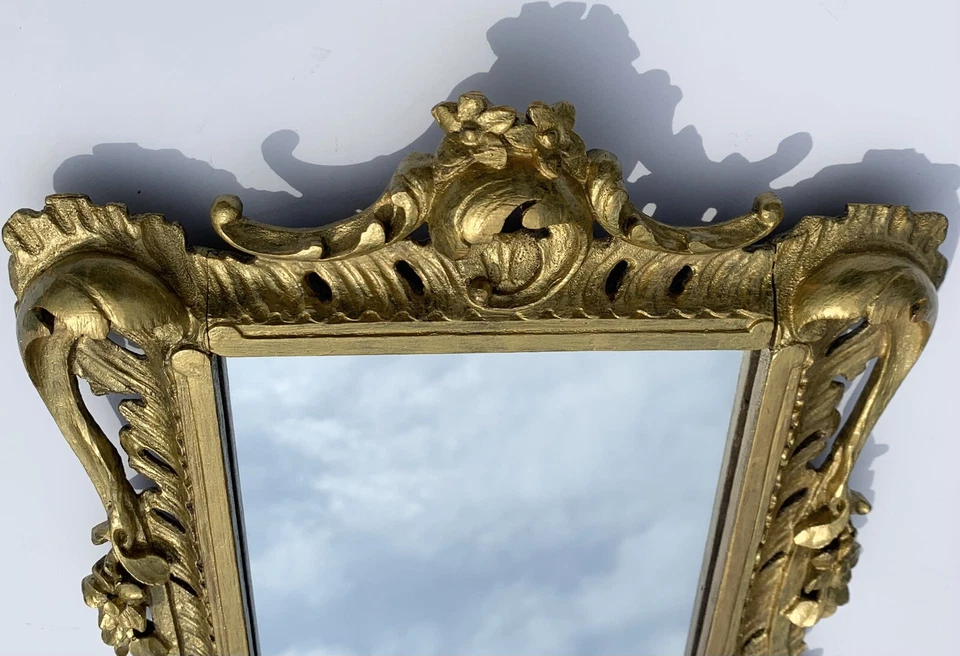 Espejo antiguo Luis XIV madera dorada rococó barroco continental c1740 Foto 4 de 4
