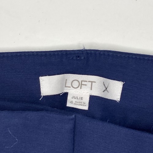 Ann Taylor LOFT Women’s Julie Trouser Navy Blue Linen Pants Size 4 - Picture 4 of 7