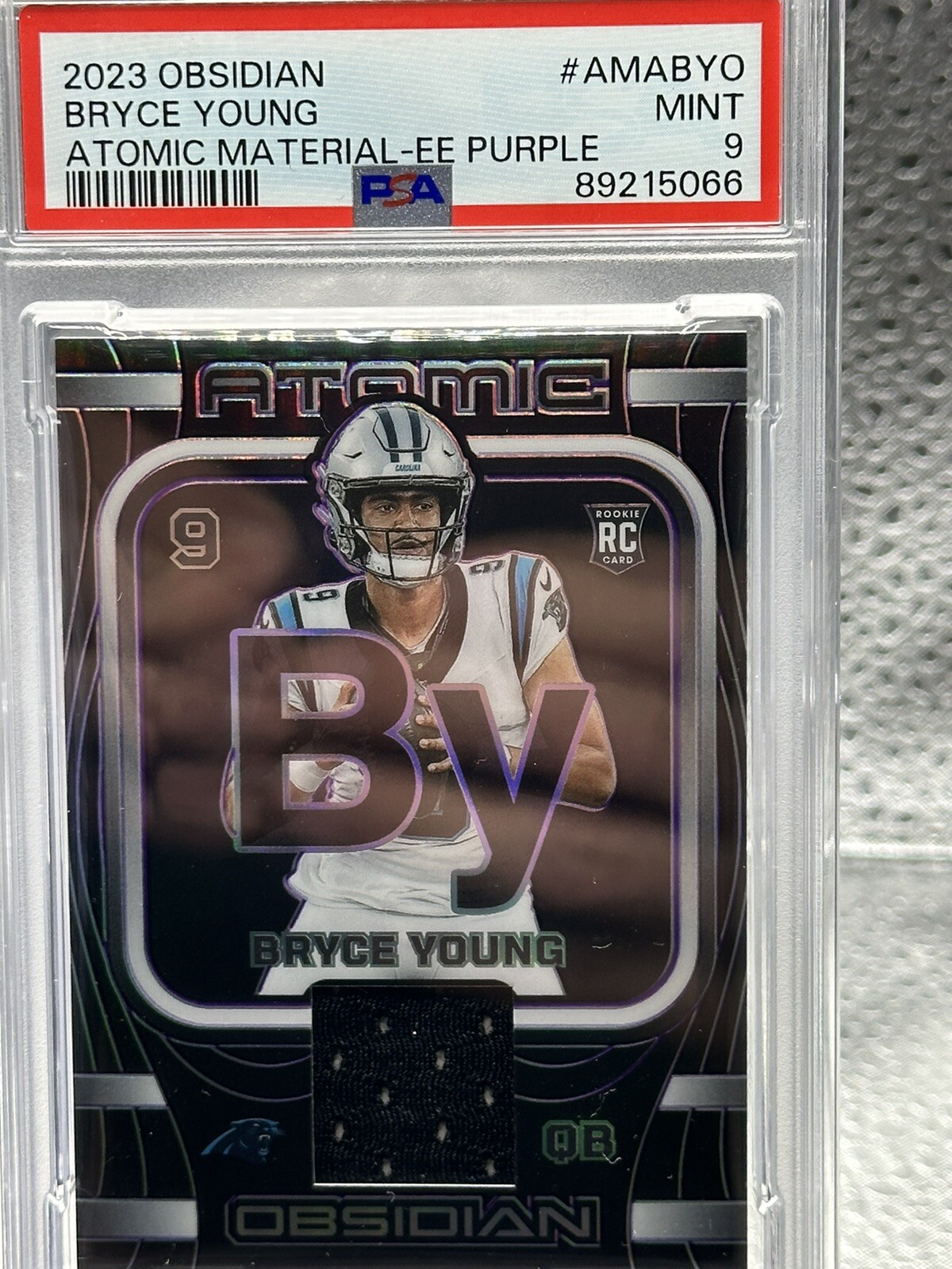 Bryce Young Panini Obsidian Atomic Materials #AMABYO Electric Etch Purple