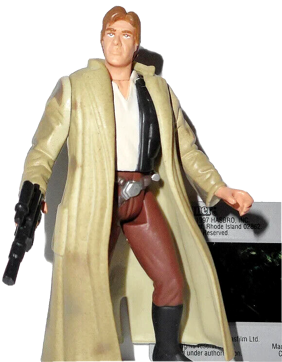 STAR WARS power of the force 1997 HAN SOLO Endor trench coat brown
