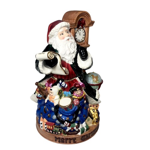 Christopher Radko Shiny Brite Cookie Jar Santa Clock 17” Tall Christmas Rare - Picture 7 of 22