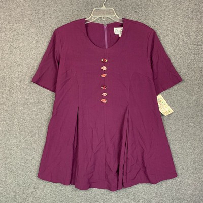 Vtg Fresh Expressions Tunic Top Sz 12? Women Short Sleeve Floral 90s Grandmacore