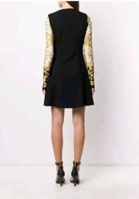 VERSACE Black Sleeveless Dress w/ Gold Medusa Buttons size SMALL | eBay
