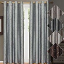 Set of 2 Panels Laguna Grommet Top Contemporary Jacquard Window Curtain Drapes