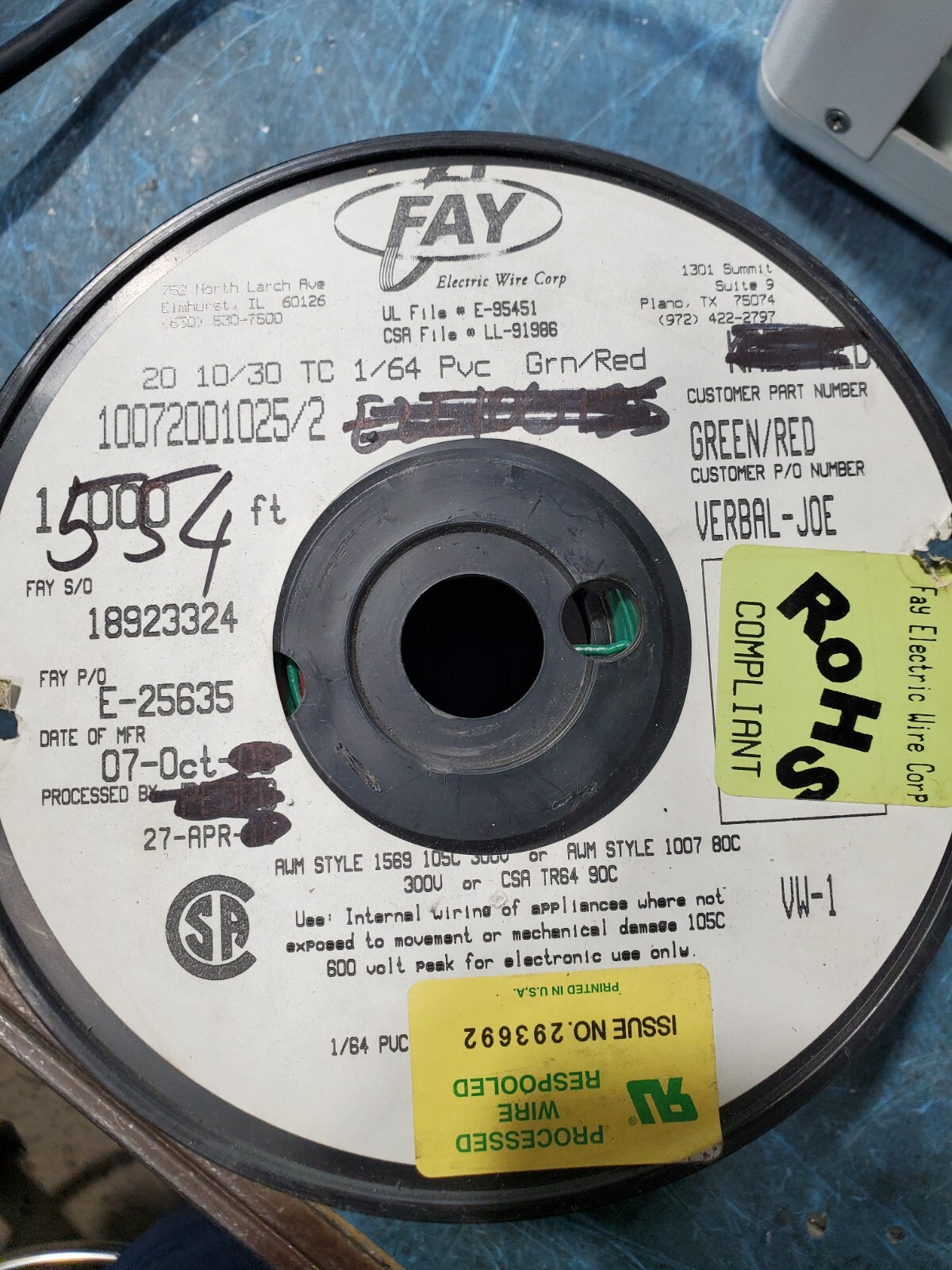 Striped Wire 20 AWG Gauge 530FT Car Boat Marine Tinned Copper Green/Red