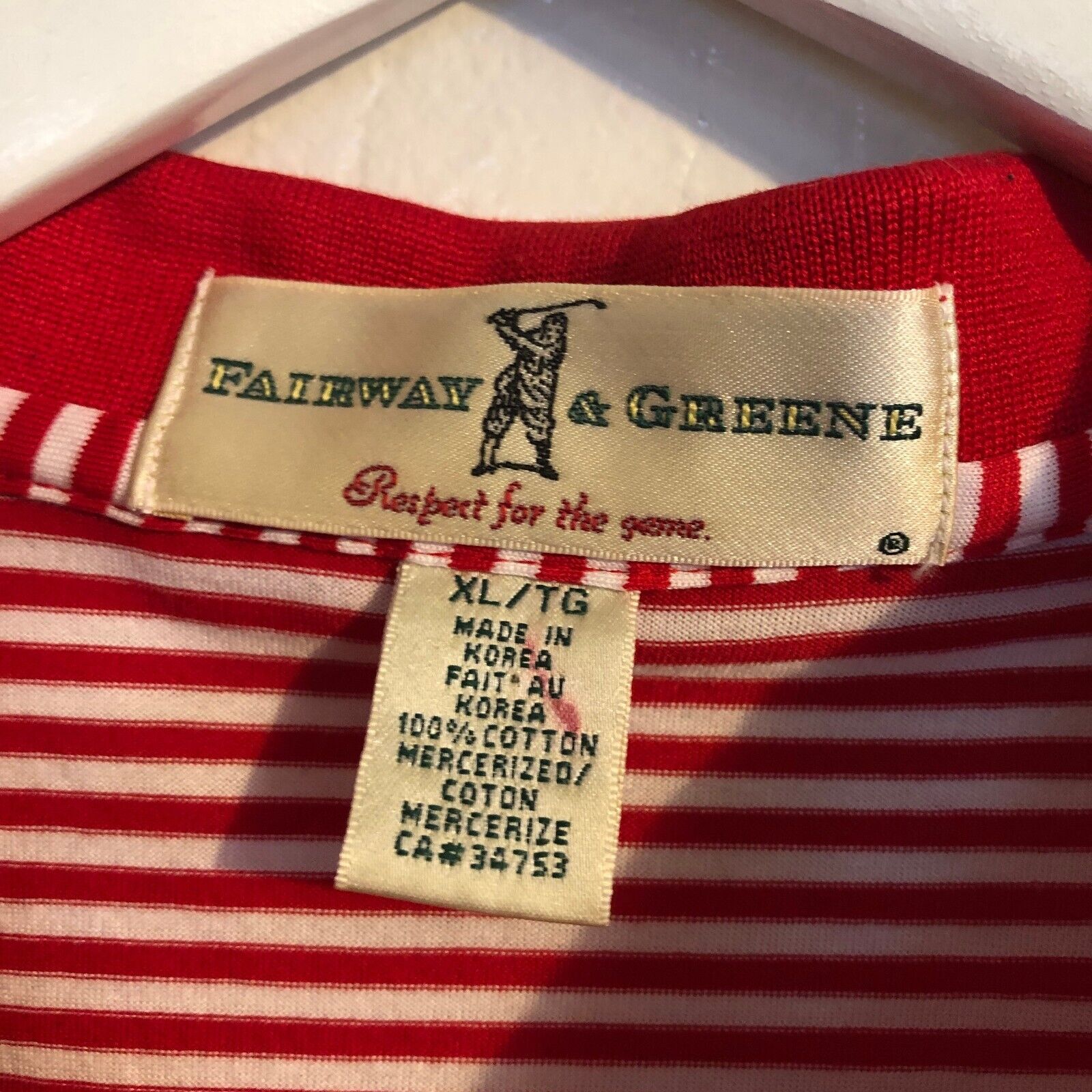 vtg Fairway & Greene Polo Shirt Sz XL Red & White… - image 10