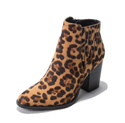 low heel leopard booties