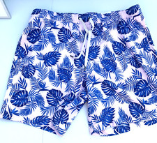 NWT Pale pink/blue leaf tropical print swim trunks shorts - Sonoma mens large