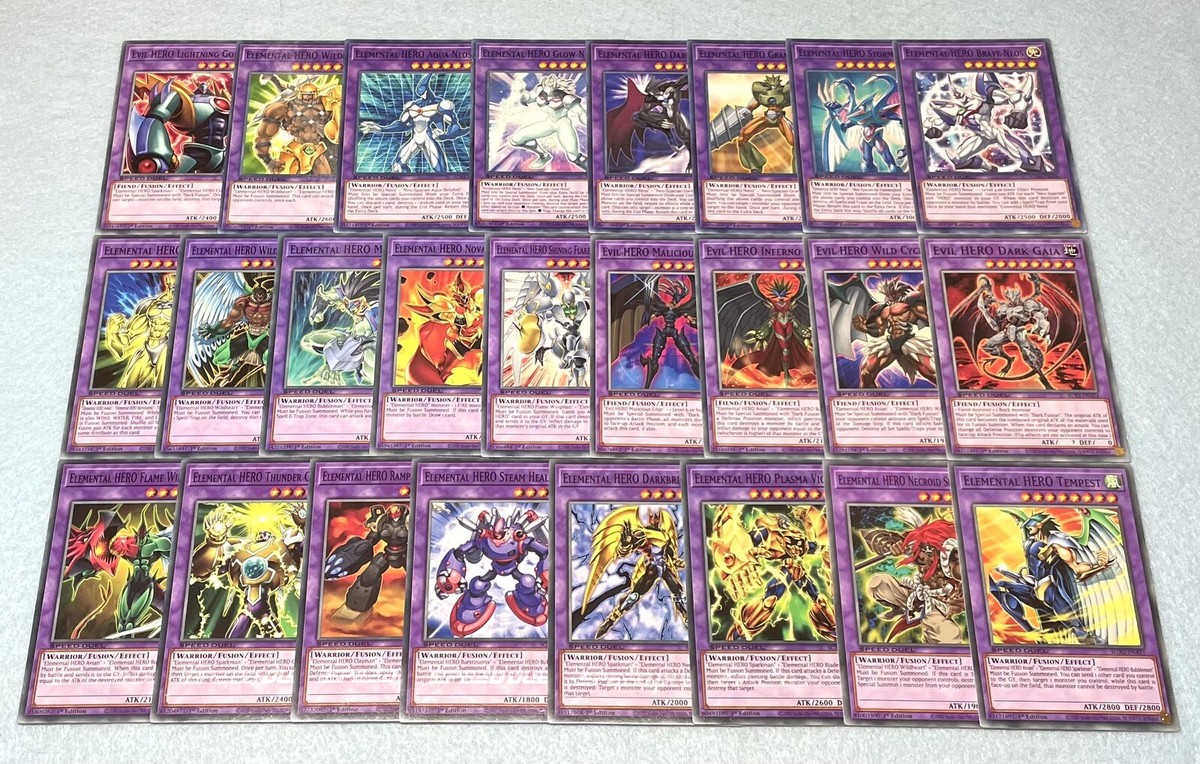 Yugioh Complete Elemental HERO Jaden Yuki 25 Card Fusion Set NM
