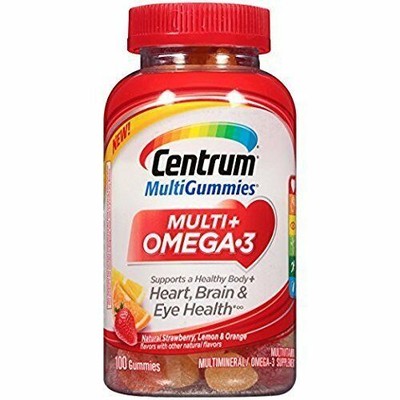 Centrum Gummies Multivitamin & Mineral with Omega 3 Assorted Flavor 100Ct 2 Pack