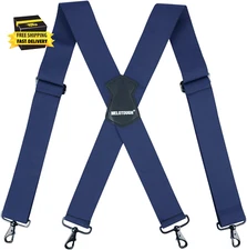 Men'S Suspender 1.5/2 Inch Wide Suspenders Full Elastic X Back Suspender with Sn