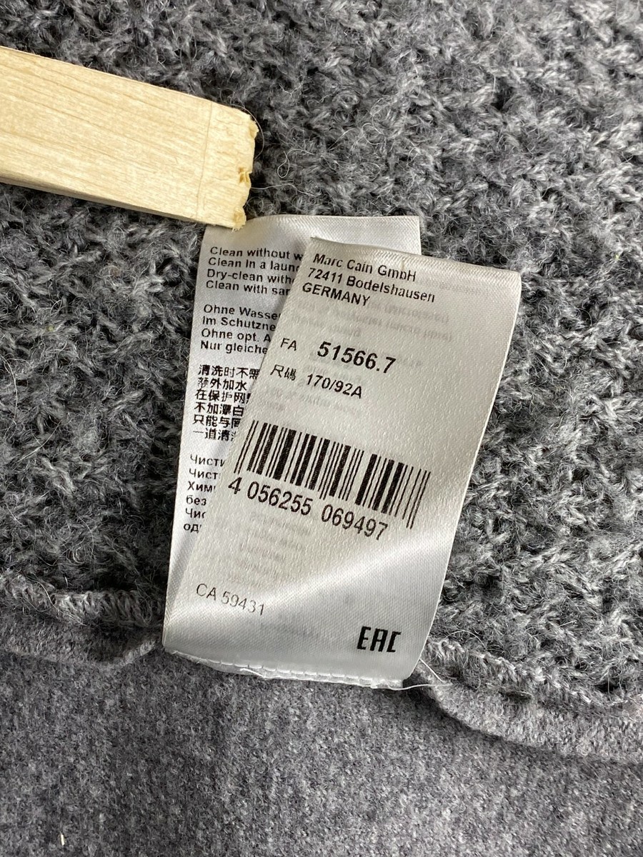MARC CAIN Gray Wool Open Front Blazer Jacket Size 4 | eBay