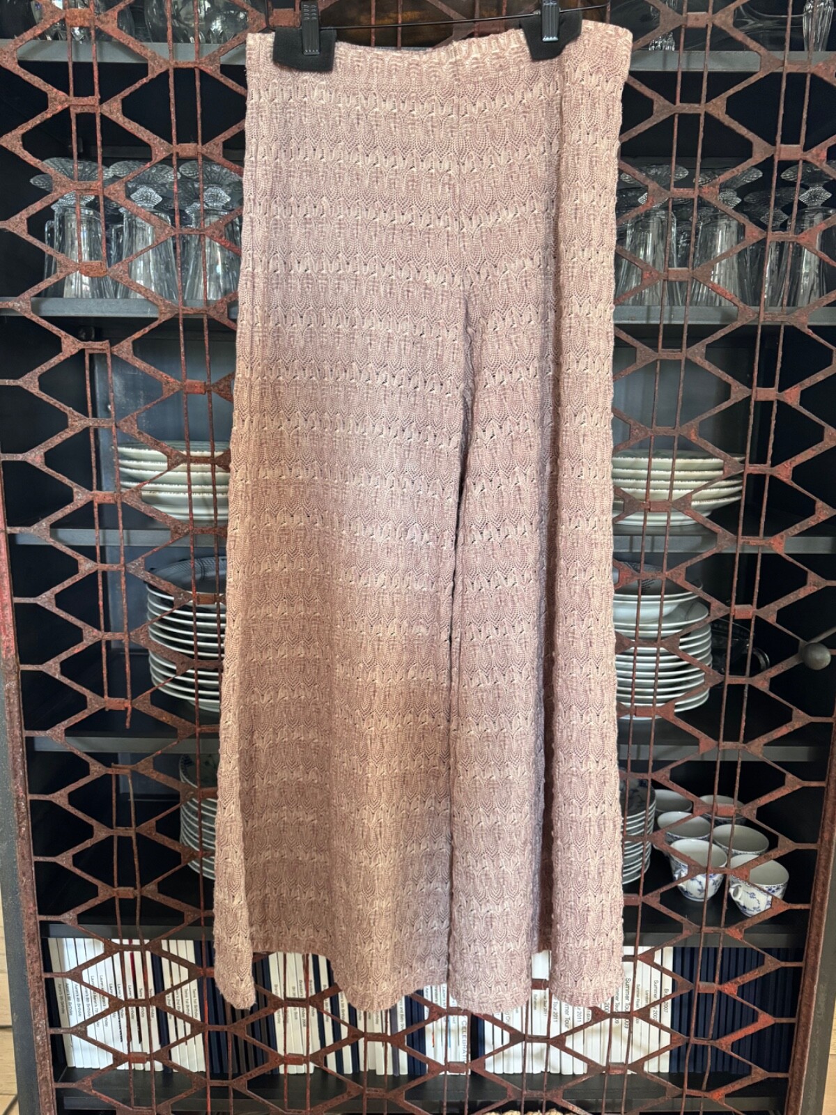 Anthropologie Size 8 Rose Knit Palazzo Pants Soft Comfort Stretch