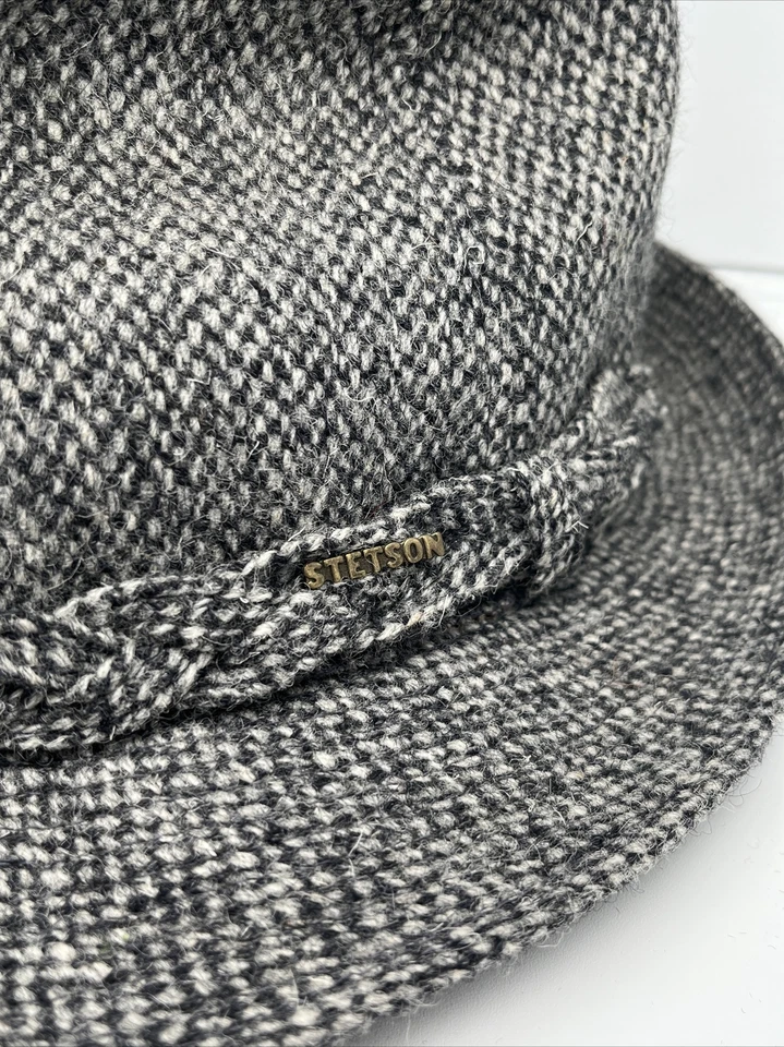 复古 Royal Stetson 男式复古 Fedora 灰色羊毛猪肉派帽 7 1/8 加拿大制造 — 第 2/4 张图片