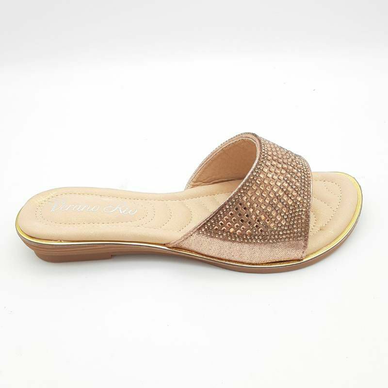 りお Verano Rio Womens Slides Sandals Metallic Embellished Slip On 6