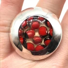 Vintage 950 Silver Large Chunky Round Red Black Statement Band Ring Size 6.75