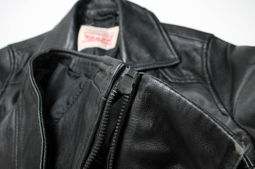 LEVI'S Jacket Women's XS Leather Asymmetrical Zip Notch Lightweight Black - Picture 6 of 24
