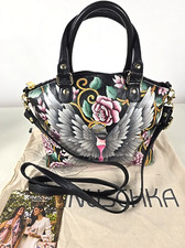 Anuschka Hand Painted Leather Dome Satchel Zi...