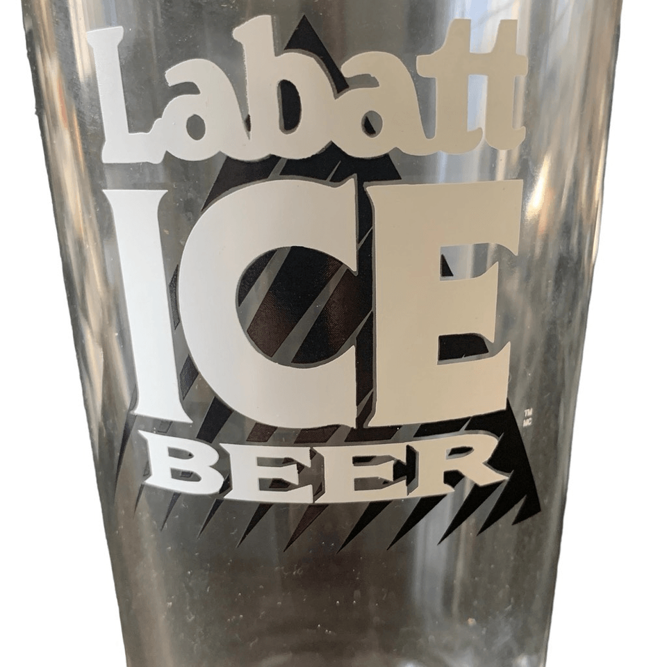 Vintage Labatt Ice Black Mountain Beer Pint Glass Heavy Base eBay