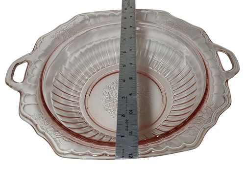 Vintage Anchor Hocking Serving Bowl Mayfair Open Rose Pink Depression Glass - Picture 16 of 16