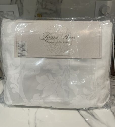 Sferra Bros Hotel Collection 500 TC Jacquard King Sheet Set White. Brand New!