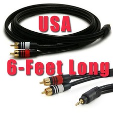 6' 3.5mm Stereo Male to 2 RCA Male Cable iPod iPhone Android Heavy Duty Cable 