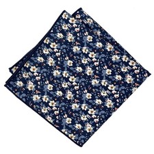 Men's Floral Pocket Square Handkerchief for Men, Navy Blue
