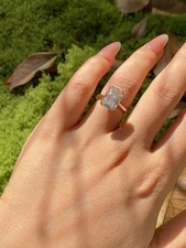 14K Yellow Gold 3.00 Ct Luxury Cushion Lab Gr...