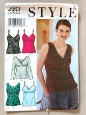 90s Style 2963 Sewing Pattern Misses' Top Size 8-18 UNCUT FF