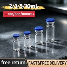 1000PCS 2/3/5/10/mL Glass Vials Headspace Vials Lab Sample Vials with Caps New