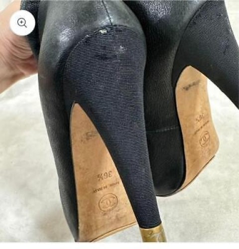 Chanel Short Boots Black Leather With Coco Mark Size 36 US About6 For Women thumbnail 8