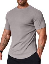 Mens Muscle Shirt Short Sleeve Gym Workout Slim Fitted Tees Quick Dry T Shirt...