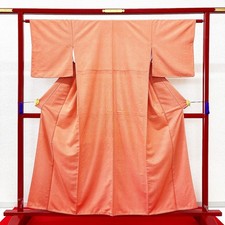 Japanese Kimono 'IROMUJI' Polyester/Vermilion/Traditional/Length:161cm N1021