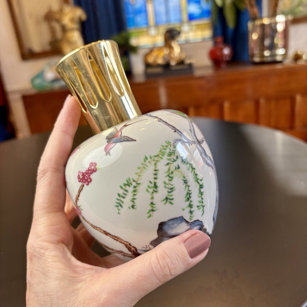 Vintage Lampe Berger Bird & Cherry Blossoms Antique Catalytic