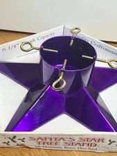 Star Shaped Christmas Tree Stand Aluminum PURPLE Y2K 6.25" Tree Trunk Capacity