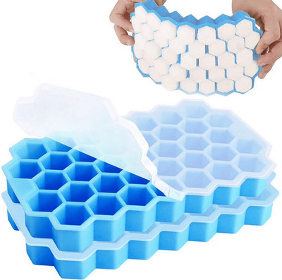 Ice Cube Trays with Lids 2 Pack Small Food Grade Silicone BPA Free for Freezer F