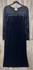Vtg Diane Von Furstenberg DVF Black Velvet Burnout Maxi Evening Dress S Romantic