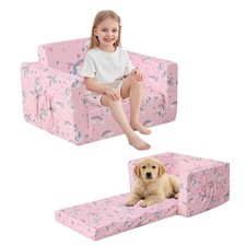 Toddler Couch, 2-in-1 Soft Kids Couch Bed Fold Out, Toddler Chairs Comfy for ...