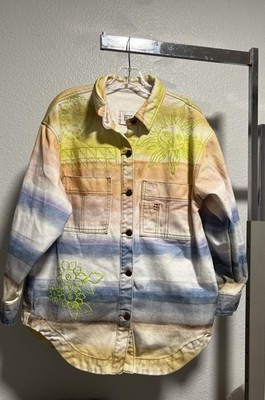 BDG Elissa Embroidered Shirt Jacket Urban Outfitters~Out Of Stock~Sunface Medium