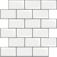 STICKGOO White Subway Tiles Peel and Stick Backsplash 10 Sheets Thick Design