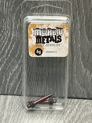 Morbid Metals Organic Wood Ear Tapers 6g Gauges Dark Brown Plugs