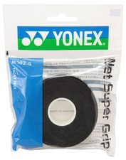 Yonex Wet Super Grip Refill Pack 5pcs AC102-5-007 Black PU 1200mm New