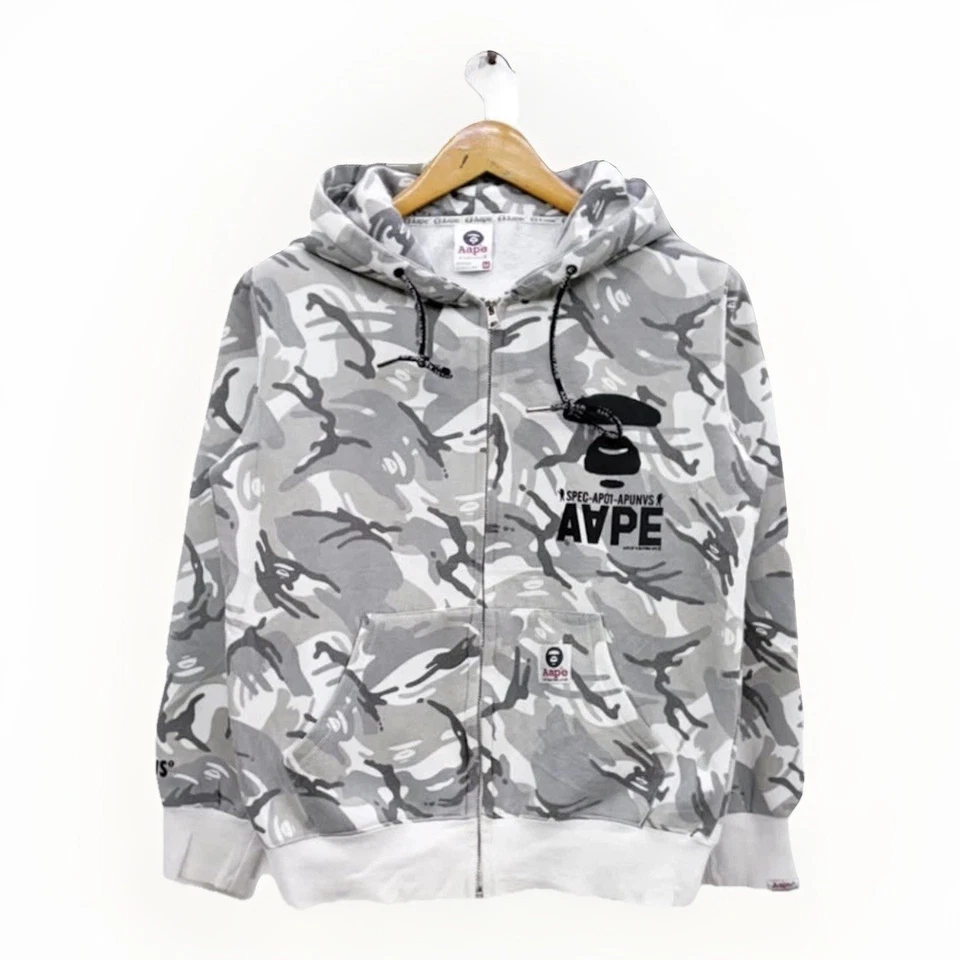 VTG Aape By Bathing Ape Camo Hoodie jacket Zip-Up Sweatshirt Rare men size M - Image 2 of 4