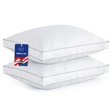   Made in USA Goose Feathers and Down Gusseted Pillows, 100 Cotton Cover, Pi...