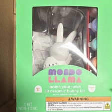 Mondo Llama Paint-Your-Own Lit Ceramic Bunny Kit, Paints Brushes Included 8