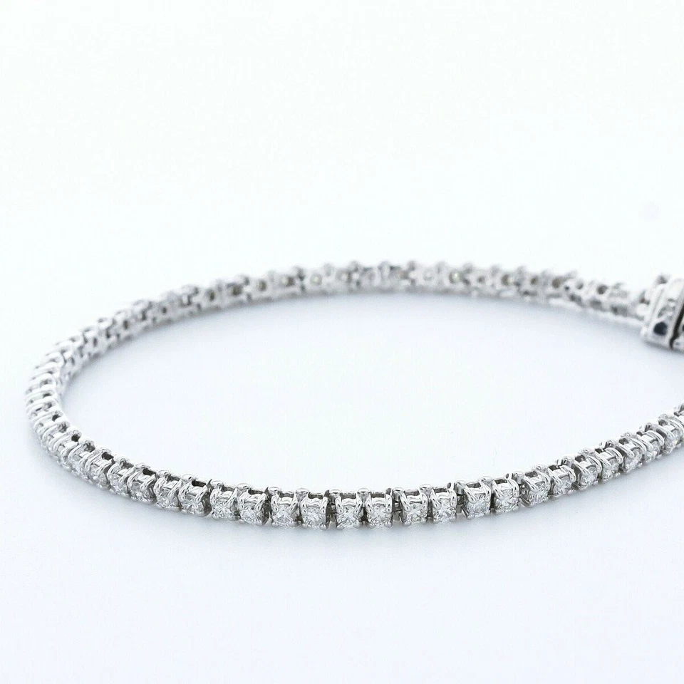 Brazalete tenis canasta oro 14k diamantes extraídos tierra redonda 3ct G SI1 Foto 2 de 4