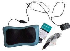 Shiatsu Massage Pillow With Heat Adjustable Strap Power Adapters Black  Teal