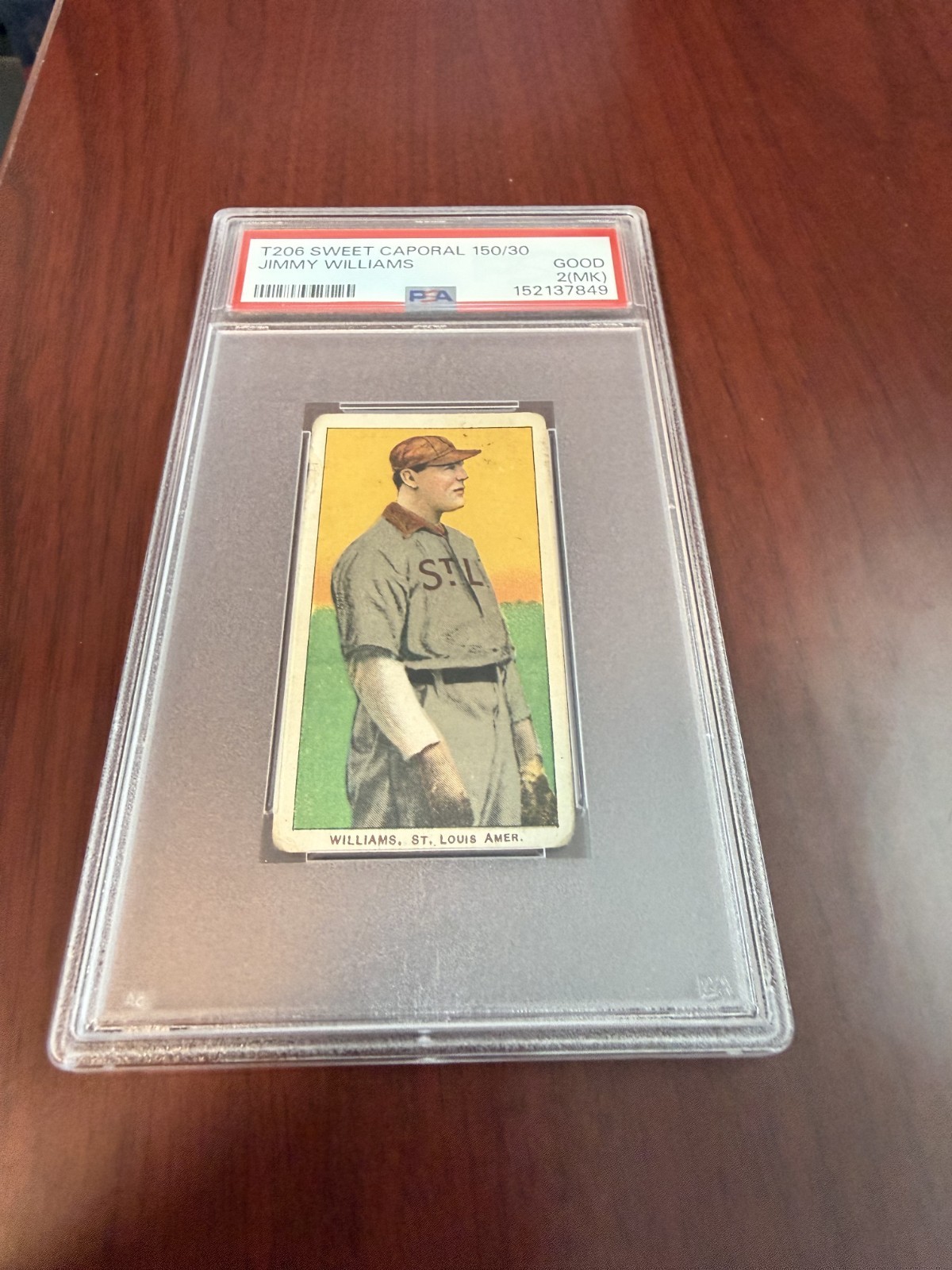 1909-11 T206 Sweet Caporal Jimmy Williams Rookie Card HOF. PSA 2(mk)